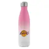 Metal mug thermos Pink/White (Stainless steel), double wall, 500ml