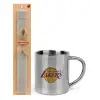 Easter Set, metallic thermal cup (300ml) & Easter aromatic flat candle (30cm) (GRAY)