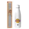 Easter Set, metallic stainless thermos bottle (500ml) & scented flat Easter candle (30cm) (GRAY)