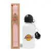 Easter Set, metallic aluminum bottle (500ml) & aromatic flat Easter candle (30cm) (PINK)