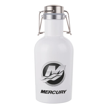 Mercury, Μεταλλικό παγούρι Λευκό (Stainless steel) με καπάκι ασφαλείας 1L