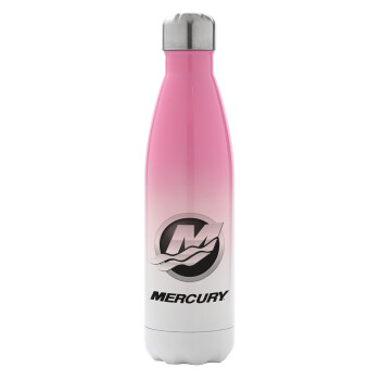 Mercury, Μεταλλικό παγούρι θερμός Ροζ/Λευκό (Stainless steel), διπλού τοιχώματος, 500ml
