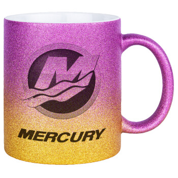 Mercury, Κούπα Χρυσή/Ροζ Glitter, κεραμική, 330ml