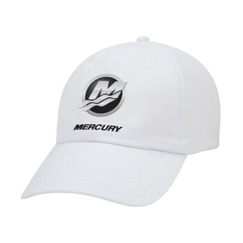 Mercury, Καπέλο ενηλίκων Jockey Λευκό (snapback, 5-φύλλο, unisex)
