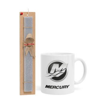 Mercury, Πασχαλινό Σετ, Κούπα κεραμική (330ml) & πασχαλινή λαμπάδα αρωματική πλακέ (30cm) (ΓΚΡΙ)