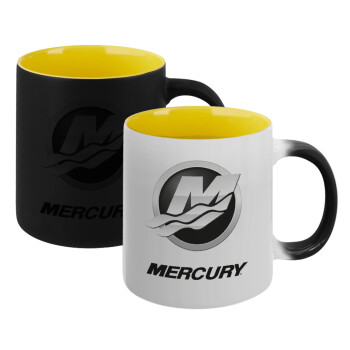 Mercury, Κούπα Μαγική εσωτερικό κίτρινη, κεραμική 330ml που αλλάζει χρώμα με το ζεστό ρόφημα (1 τεμάχιο)