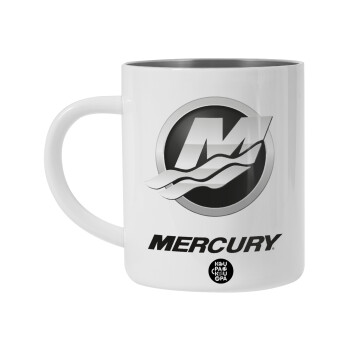 Mercury, Λευκή Ανοξείδωτη Μεταλλική Κούπα 450ml - Διπλού Τοιχώματος 