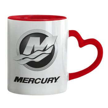 Mercury, Κούπα καρδιά χερούλι κόκκινη, κεραμική, 330ml