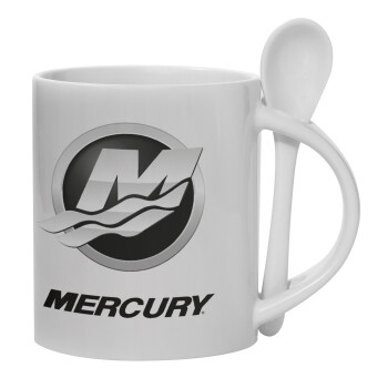 Mercury, Ceramic coffee mug with Spoon, 330ml (1pcs)