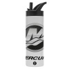 Metallic thermos bottle with straw & handle, stainless steel (Stainless steel 304), double-walled, 600ml.