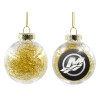 Στολίδι Χριστουγεννιάτικη μπάλα δένδρου διάφανη με χρυσό γέμισμα 8cm