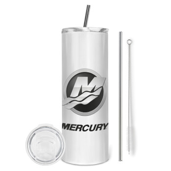 Mercury, Eco friendly ποτήρι θερμό (tumbler) από ανοξείδωτο ατσάλι 600ml, με μεταλλικό καλαμάκι & βούρτσα καθαρισμού