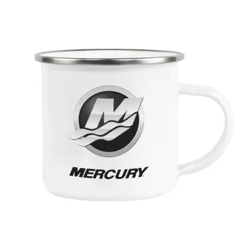 Mercury, Metallic enamel cup white 360ml