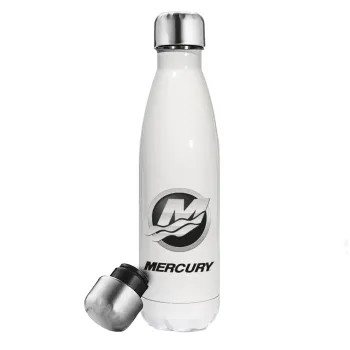 Mercury, Μεταλλικό παγούρι θερμός Λευκό (Stainless steel), διπλού τοιχώματος, 500ml