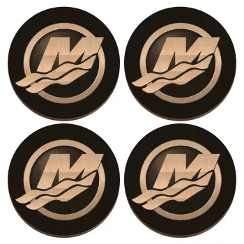 Mercury, ΣΕΤ x4 Σουβέρ ξύλινα στρογγυλά plywood (9cm)