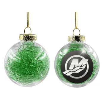 Mercury, Transparent Christmas tree ball ornament with green filling 8cm