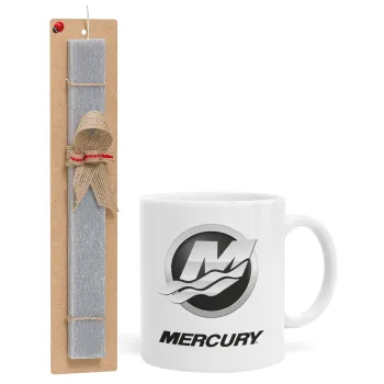 Mercury, Easter Set, Ceramic Cup (330ml) & Easter aromatic flat candle (30cm) (GRAY)