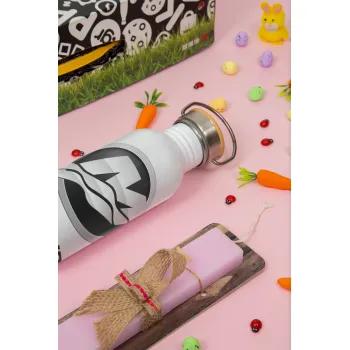 Mercury, Πασχαλινή Λαμπάδα με παγούρι μεταλλικό (620ml, stainless steel) & κερί αρωματικό πλακέ (30cm) (ΡΟΖ)