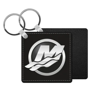 Mercury, Μπρελόκ Δερματίνη, τετράγωνο ΜΑΥΡΟ (5x5cm)