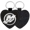 Μπρελόκ PU δερμάτινο glitter καρδιά ΜΑΥΡΟ
