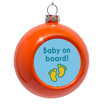 Baby on Board πατουσα Αγόρι, Orange Christmas tree ornament bauble 8cm