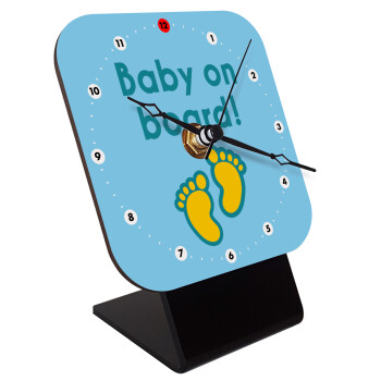 Baby on Board πατουσα Αγόρι, Quartz Wooden table clock with hands (10cm)