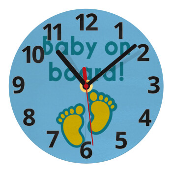 Baby on Board πατουσα Αγόρι, Ρολόι τοίχου γυάλινο (20cm)