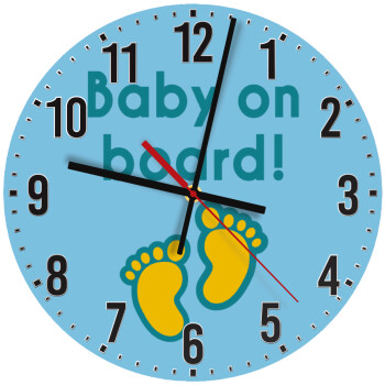 Baby on Board πατουσα Αγόρι, Ρολόι τοίχου ξύλινο (30cm)