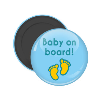 Baby on Board πατουσα Αγόρι, Μαγνητάκι ψυγείου στρογγυλό διάστασης 5cm