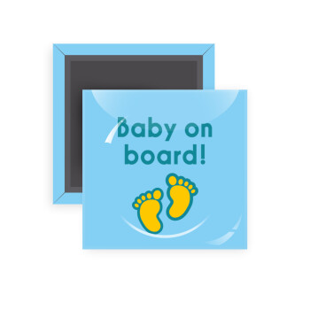 Baby on Board πατουσα Αγόρι, Μαγνητάκι ψυγείου τετράγωνο διάστασης 5x5cm