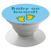 Baby on Board πατουσα Αγόρι, Pop Socket Λευκό Βάση Στήριξης Κινητού στο Χέρι