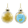 Transparent Christmas tree ball ornament with gold filling 8cm