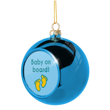Baby on Board πατουσα Αγόρι, Χριστουγεννιάτικη μπάλα δένδρου Μπλε 8cm