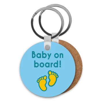 Baby on Board πατουσα Αγόρι, Μπρελόκ Ξύλινο στρογγυλό MDF Φ5cm
