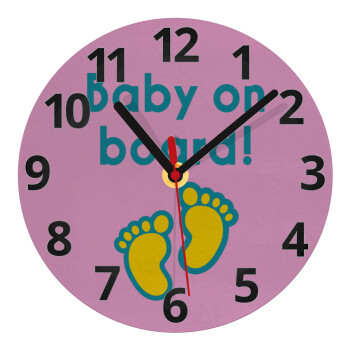 Baby on Board πατουσα Κορίτσι, Ρολόι τοίχου γυάλινο (20cm)