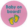 Baby on Board πατουσα Κορίτσι, Mousepad Round 20cm