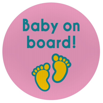 Baby on Board πατουσα Κορίτσι, Mousepad Στρογγυλό 20cm