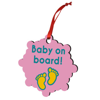 Baby on Board πατουσα Κορίτσι, Χριστουγεννιάτικο στολίδι snowflake ξύλινο 7.5cm
