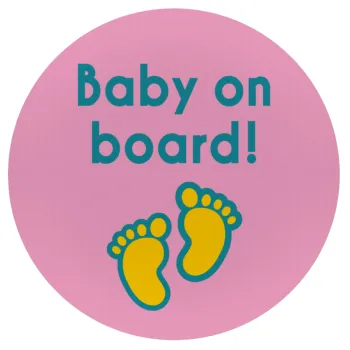 Baby on Board πατουσα Κορίτσι, Mousepad Στρογγυλό 20cm