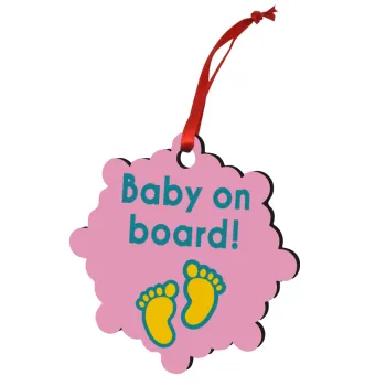 Baby on Board πατουσα Κορίτσι, Christmas ornament snowflake wooden 7.5cm