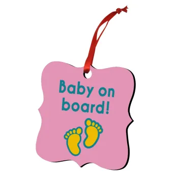 Baby on Board πατουσα Κορίτσι, Christmas ornament polygon wooden 7.5cm