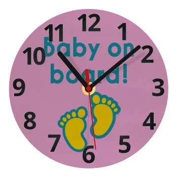 Baby on Board πατουσα Κορίτσι, Ρολόι τοίχου γυάλινο (20cm)