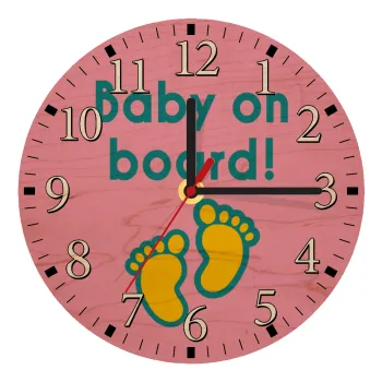Baby on Board πατουσα Κορίτσι, Ρολόι τοίχου ξύλινο plywood (20cm)