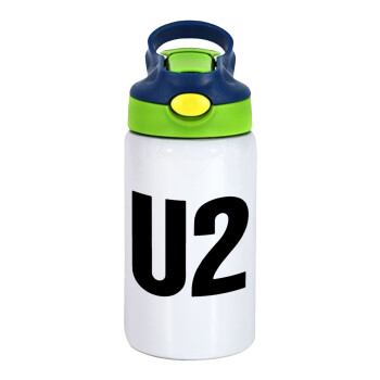 U2 , Παιδικό παγούρι θερμό, ανοξείδωτο, με καλαμάκι ασφαλείας, πράσινο/μπλε (350ml)