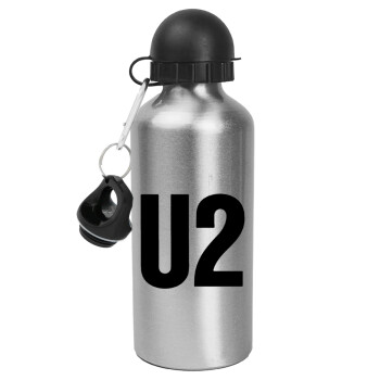 U2 , Μεταλλικό παγούρι νερού, Ασημένιο, αλουμινίου 500ml