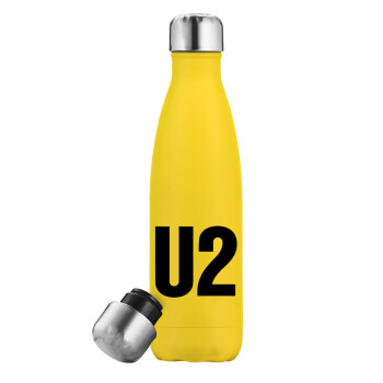 U2 , Μεταλλικό παγούρι θερμός Κίτρινος (Stainless steel), διπλού τοιχώματος, 500ml