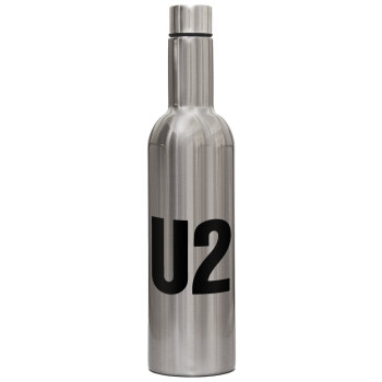 U2 , Μεταλλικό παγούρι με μακρύ λαιμό θερμός ασημένιο (Stainless steel), διπλού τοιχώματος, 750ml