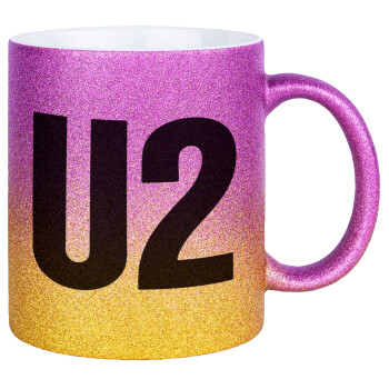 U2 , Κούπα Χρυσή/Ροζ Glitter, κεραμική, 330ml