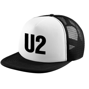 U2 , Καπέλο ενηλίκων Jockey με Δίχτυ Black/White (snapback, trucker, unisex)