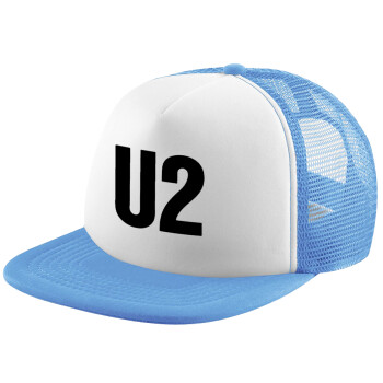 U2 , Καπέλο παιδικό Soft Trucker με Δίχτυ ΓΑΛΑΖΙΟ/ΛΕΥΚΟ (POLYESTER, ΠΑΙΔΙΚΟ, ONE SIZE)